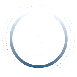 Minimalist off-grid solar storage logo depicting solar panels and independent power icons surrounded by decorative gradient circles.