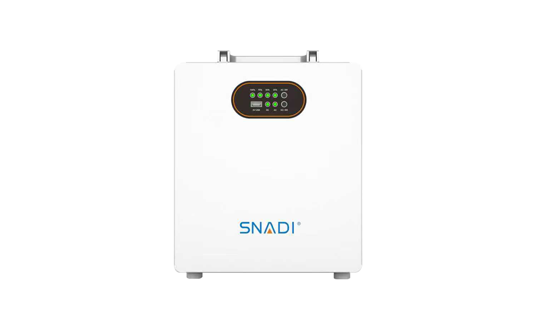 Fuente de alimentación de almacenamiento de energía portátil SNADI MS con diseño compacto y asa para uso en exteriores.