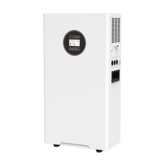 Armoire de stockage d'énergie solaire intégrée série SNADI NLB (3,6 kW/6 kW) dotée d'un boîtier vertical blanc, d'un affichage d'état LCD circulaire et d'un panneau d'interface latéral avec bouches de refroidissement.