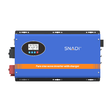 Vista frontal del inversor de onda sinusoidal pura de fase dividida de baja frecuencia serie SNADI FTS | Inversor solar azul de alta resistencia con LCD