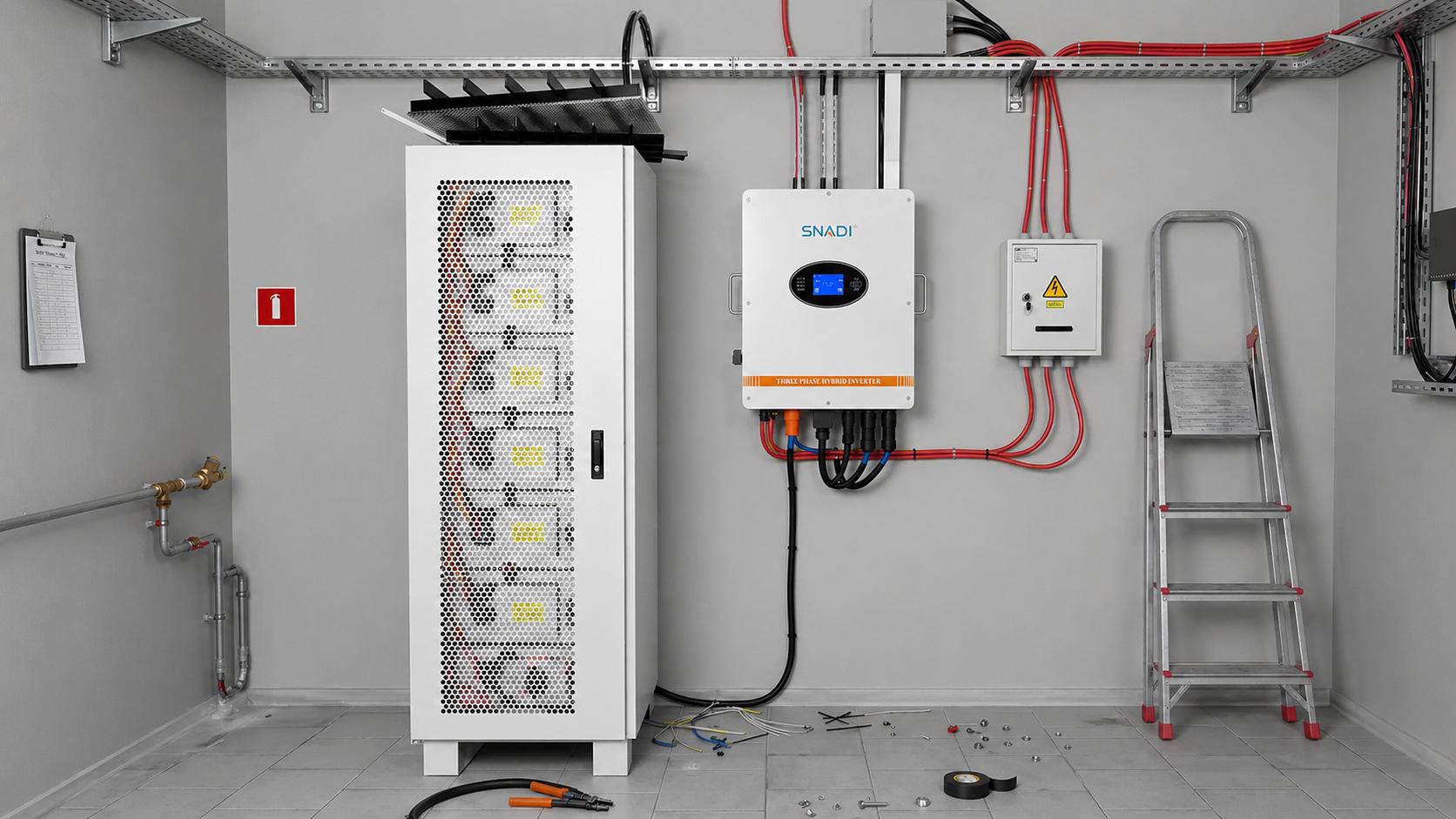 نظام تخزين الطاقة الشمسية الهجين بقدرة 86 كيلووات في الساعة مع عاكس ثلاثي الطور في ماليزيا.