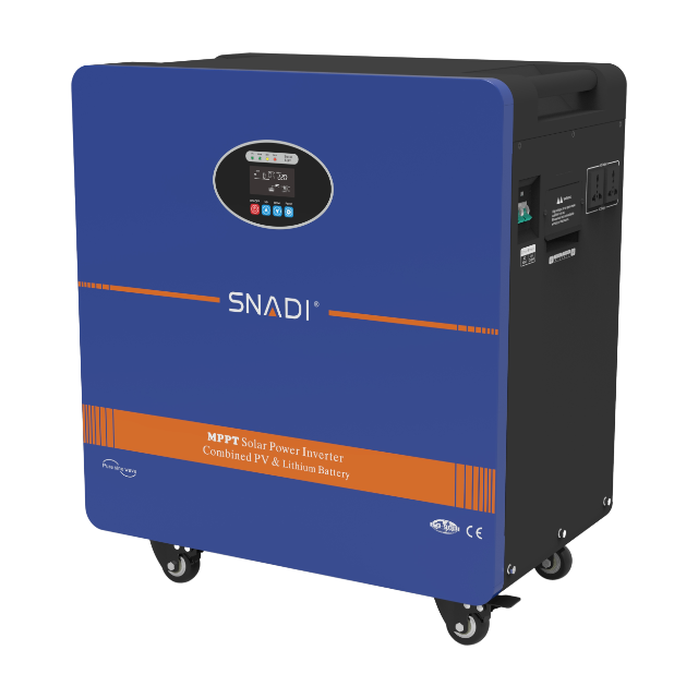 Vista frontal completa del sistema de almacenamiento de energía solar SNADI AL-S 10000W con salida de CA de onda sinusoidal pura y protección inteligente.