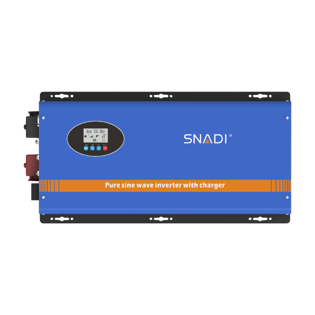 Front view of the SNADI FTS series low frequency split phase inverter with a built-in ring transformer and intelligent LCD status display.