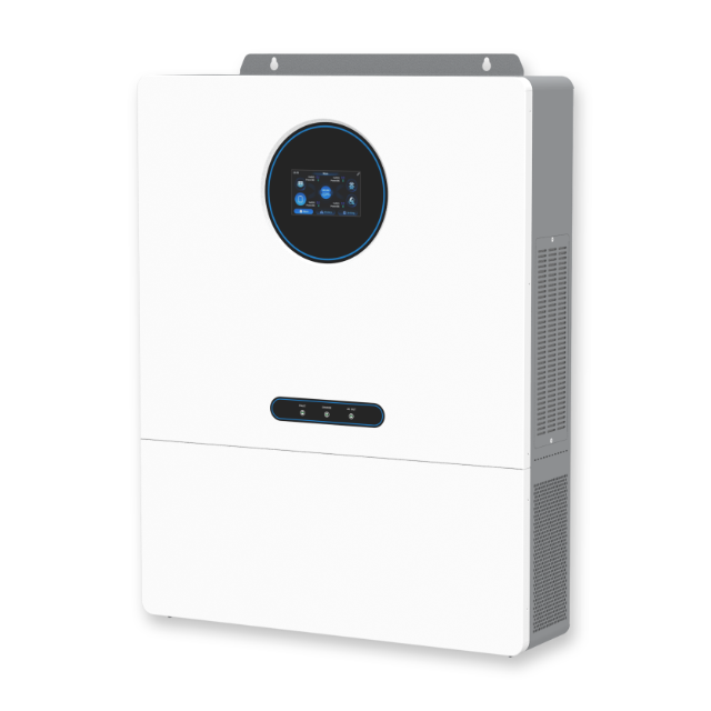 Perspective latérale de l'onduleur hybride SNADI 12 kW mettant en évidence sa capacité parallèle de 1 à 6 unités pour une énergie solaire résidentielle évolutive.