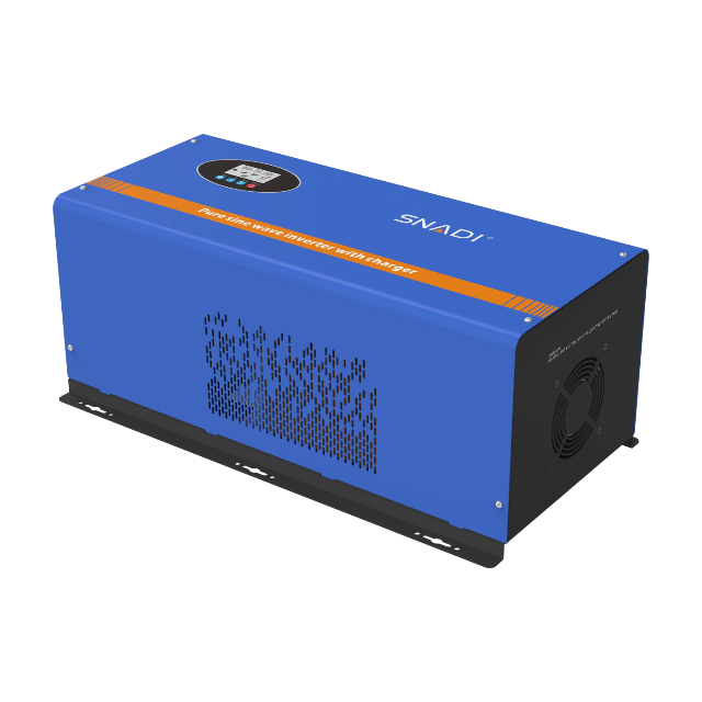 Side perspective of the FTS series pure sine wave inverter showcasing its heavy-duty chassis and advanced cooling ventilation for high load stability.