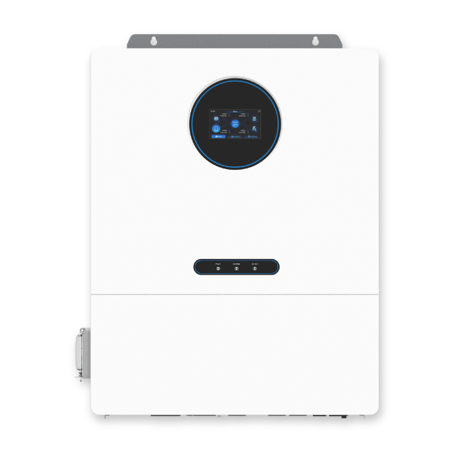 Vue de face de l'onduleur solaire hybride SNADI AS-IP54 12 kW destiné au marché américain, doté d'un indice d'étanchéité IP54 et d'un écran LCD intelligent.