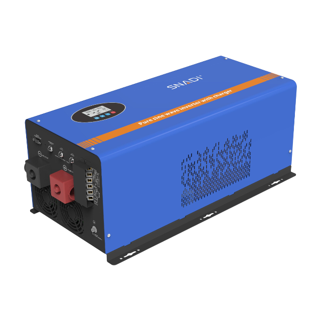 Detailed view of the FTS inverter connection ports, featuring RS485 communication for LiFePO4 battery compatibility and dedicated split phase terminals.