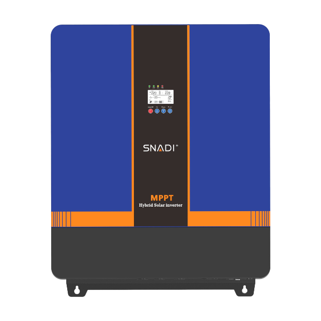 Front view of the SNADI NKM series 8KW/10KW inverter showing the user friendly LCD panel for real time system tracking.