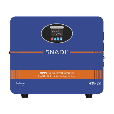 Sistema híbrido de almacenamiento de energía solar serie SNADI AL-S | Vista frontal del inversor de energía solar MPPT combinado para fotovoltaica y batería de litio