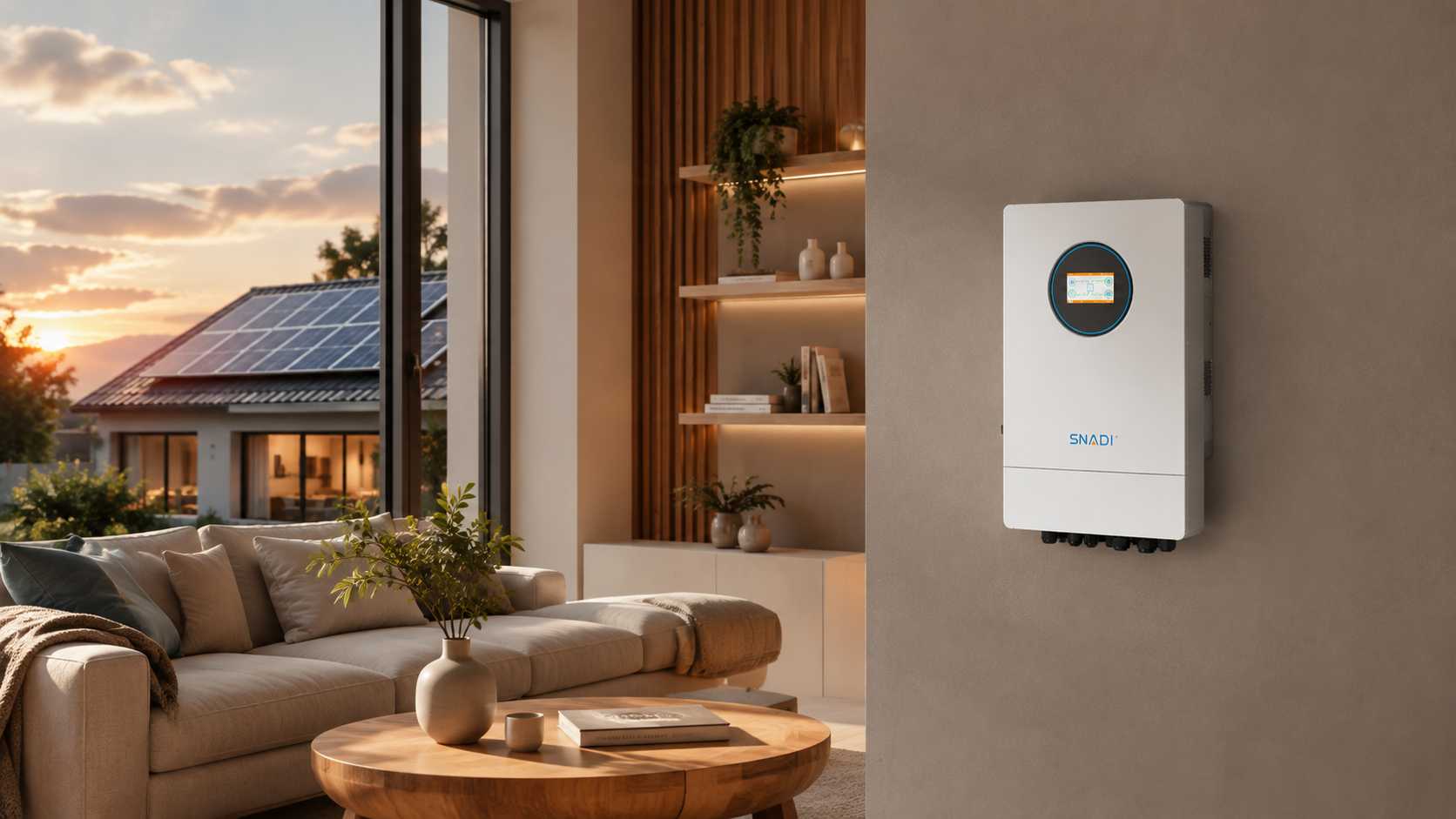 SNADI 3–6kW residential hybrid solar inverter installed in a modern home solar energy system