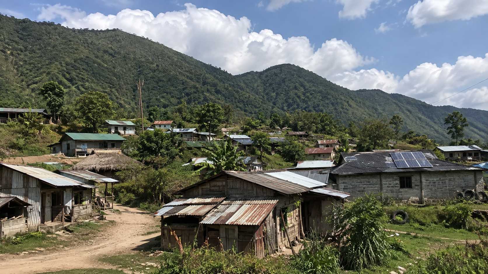 Off grid solar system application for remote communities in a rural mountain village