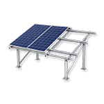 Solar panel mounting structure supporting photovoltaic modules for an off-grid solar installation