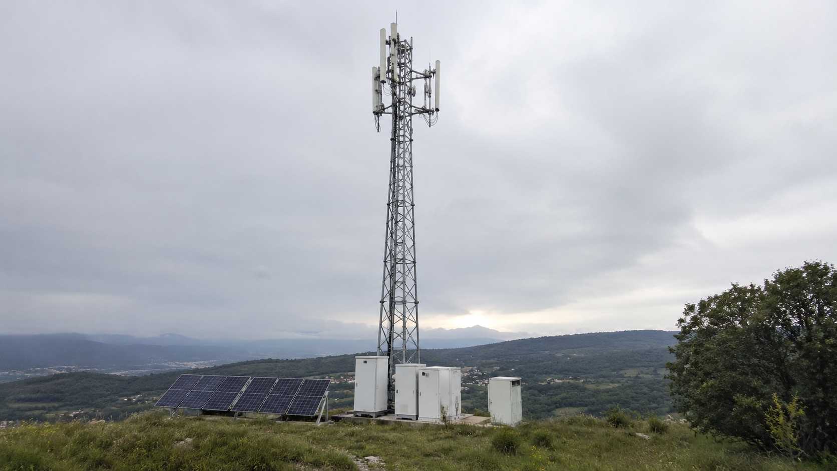 Off grid solar system application for telecom and remote sites with communication tower equipment
